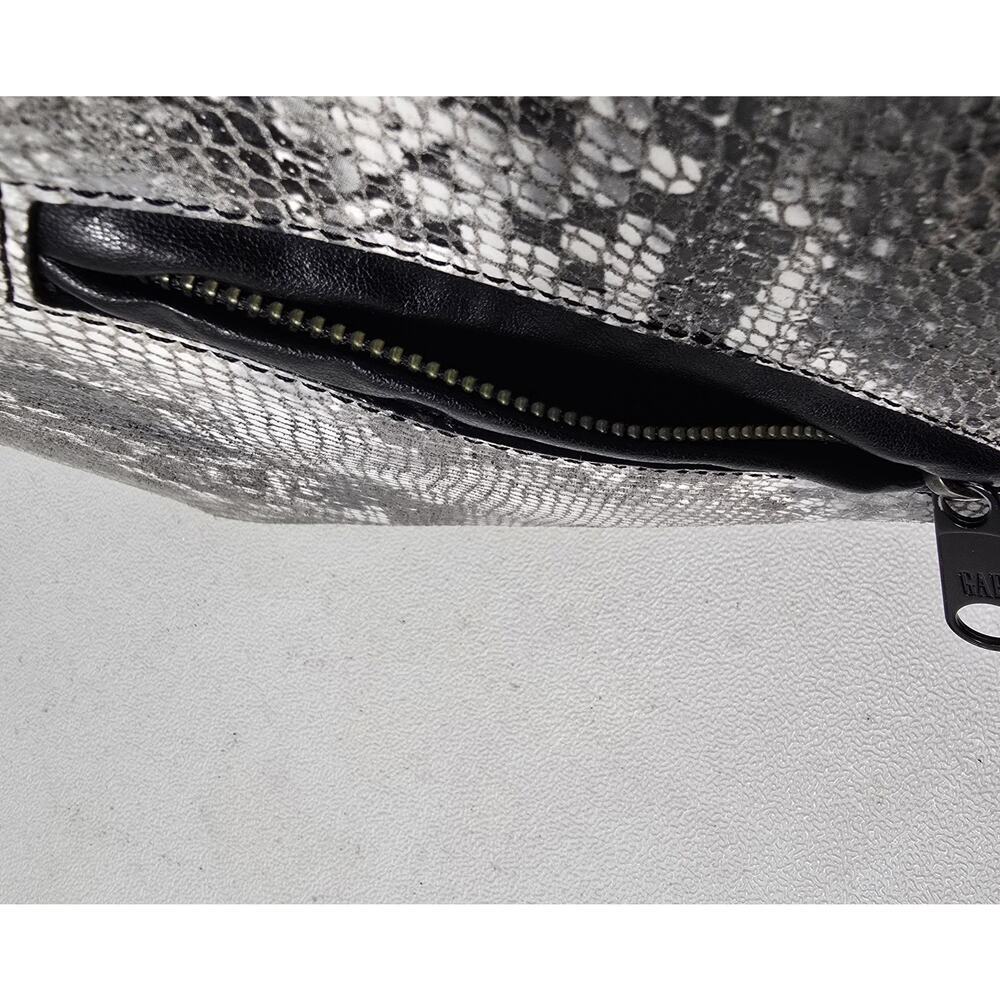 GAP Small Black & Gray PYTHON PRINT Textured Leather Slim Crossbody Shoulder Bag - Picture 11 of 11